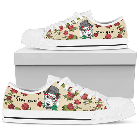 Flower Beagle Women's Low Top Shoe - White