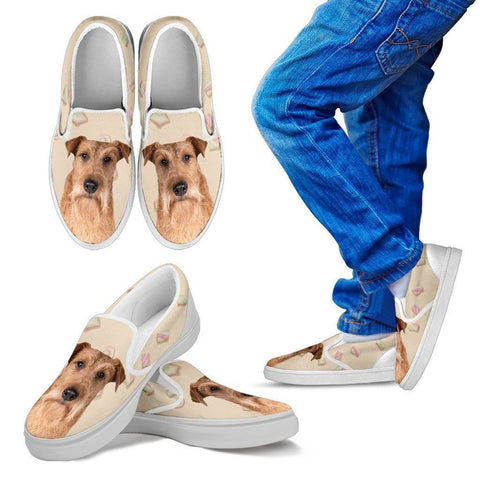 Irish Terrier Dog Print Slip Ons For Kids-Express Shipping