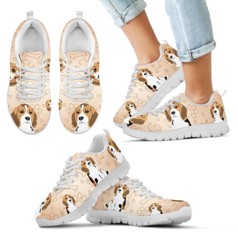 Cute Beagle Kid's Sneakers - White