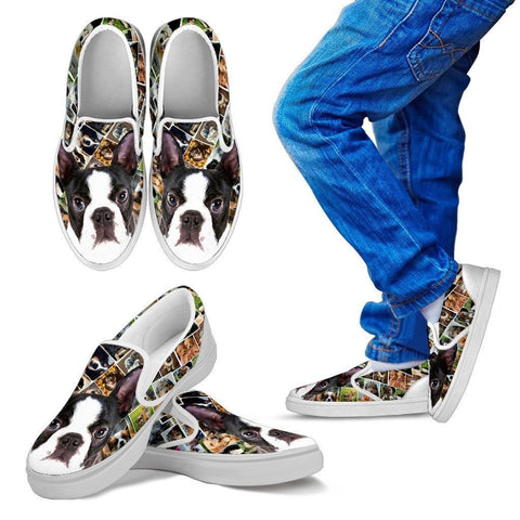 Amazing Boston Terrier Print Slip Ons For Kids-Express Shipping