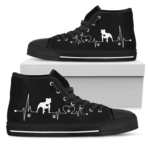 Heartbeat Dog Pitbull Men's Black High Top