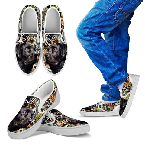 Amazing Black Labrador Print Slip Ons For Kids-Express Shipping