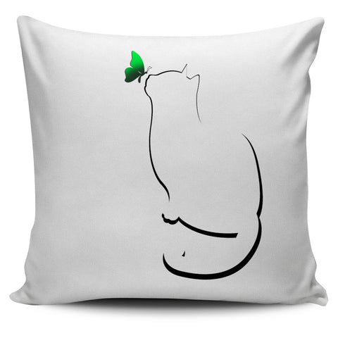 Green Butterfly on Cat Nose Pillow Case Cover