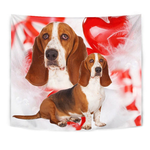 Basset Hound On Red Print Tapestry-Free Shipping