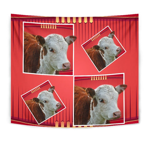 Hereford Cattle (Cow) Print Tapestry-Free Shipping