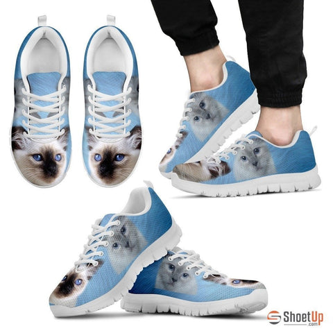 Cute Birman Cat Print Sneakers For Men(White/Black)- Free Shipping