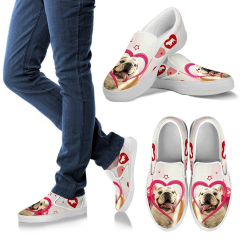 Valentine's Day Special Bulldog Print Slip Ons For Women- Free Shipping