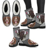 English Springer Spaniel Print Faux Fur Boots For Women- Free Shipping