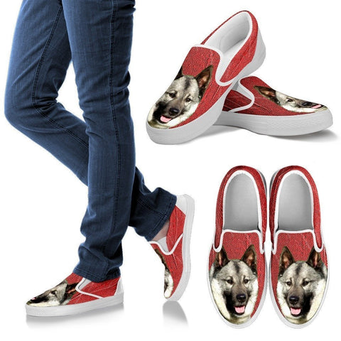 Norwegian Elkhound Dog Print Slip Ons For Women-Express Shipping