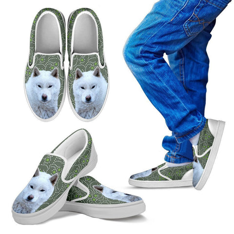 Hokkaido Dog Print Slip Ons For Kids-Express Shipping