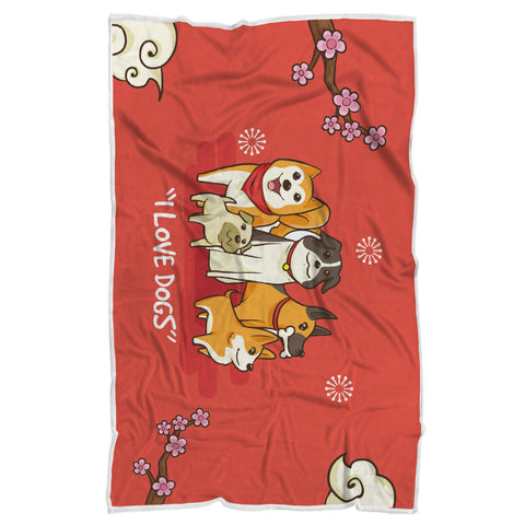 I Love Dogs - Dog Lover Sherpa Blanket