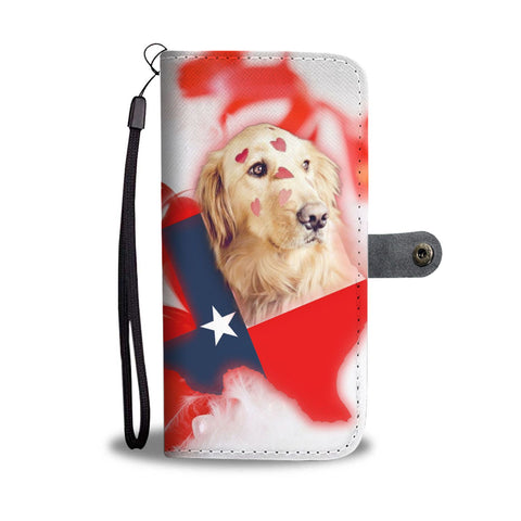 Golden Retriever On Red Print Wallet Case- Free Shipping-TX State