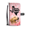 Golden Retriever On Pink Print Wallet Case- Free Shipping-TX State