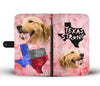 Golden Retriever On Pink Print Wallet Case- Free Shipping-TX State