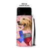 Golden Retriever On Pink Print Wallet Case- Free Shipping-TX State