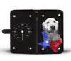 Golden Retriever On Black Print Wallet Case- Free Shipping-TX State