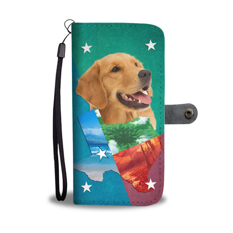 Cute Golden Retriever Print Wallet Case- Free Shipping-TX State