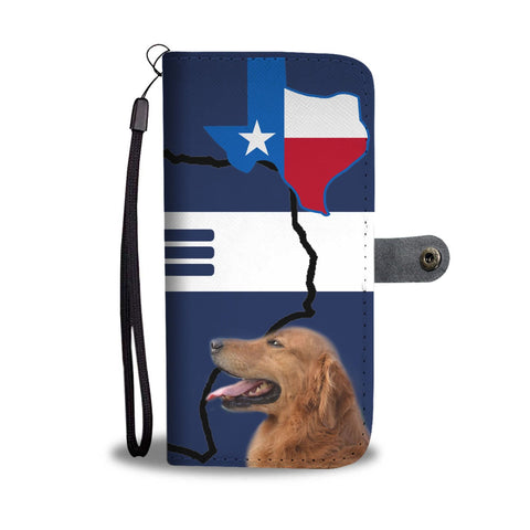 Golden Retriever Print On Red Blue Wallet Case-Free Shipping-TX State