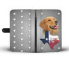 Cute Golden Retriever Print Wallet Case- Free Shipping-TX State