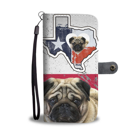 Cute Pug Dog Print Wallet Case-Free Shipping-TX State