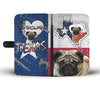 Cute Pug Dog Print Wallet Case-Free Shipping-TX State