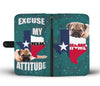 Cute Pug Dog Print Wallet Case-Free Shipping-TX State