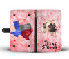 Pug On Pink Print Wallet Case-Free Shipping-TX State