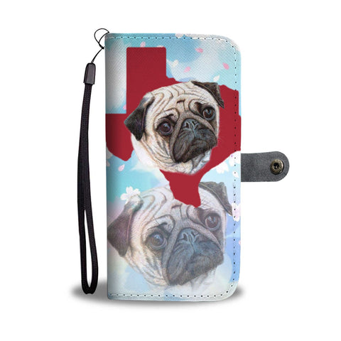 Cute Pug Dog Art Print Wallet Case-Free Shipping-TX State