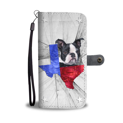 Lovely Boston Terrier Print Wallet Case- Free Shipping-TX State