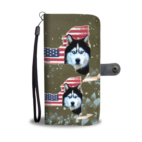 Siberian Husky Dog Print Wallet Case-Free Shipping-NY State