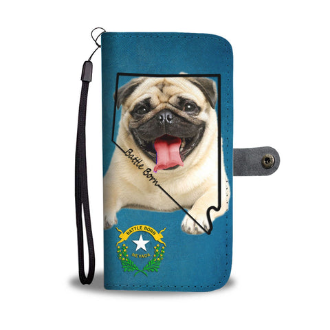 Pug Dog Print Wallet Case- Free Shipping-NV State