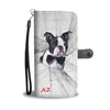 Boston Terrier On White Print Wallet Case- Free Shipping-AZ State