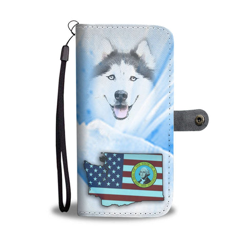 Siberian Husky Print Wallet Case-Free Shipping-WA State