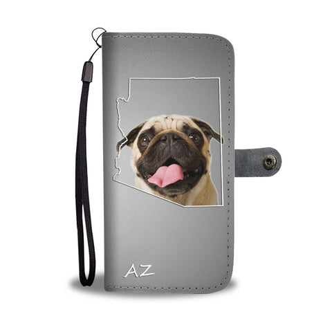 Pug Dog Print Wallet Case- Free Shipping-AZ State