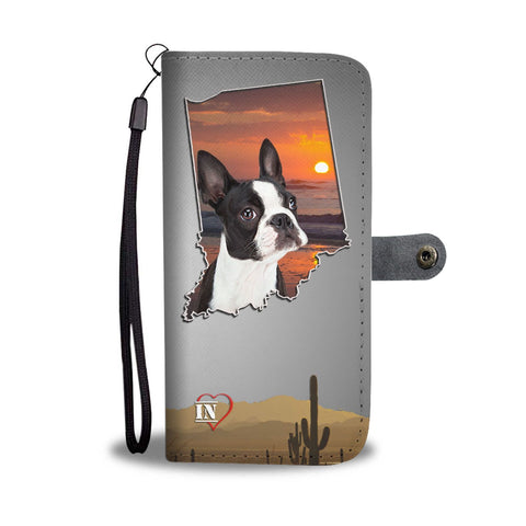 Lovely Boston Terrier Print Wallet Case-Free Shipping-IN State