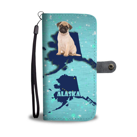 Cute Pug Dog Print Wallet Case-Free Shipping-AK State