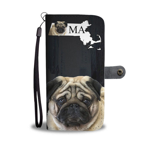 Pug Dog Print Wallet Case-Free Shipping-MA State