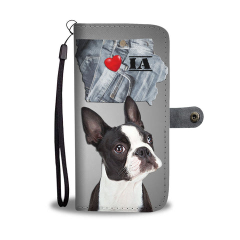 Cute Boston Terrier Print Wallet Case- Free Shipping-IA State