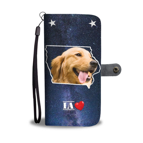 Cute Golden Retriever Print Wallet Case- Free Shipping-IA State