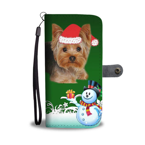 Yorkshire Terrier (Yorkie) Green Christmas Print Wallet Case-Free Shipping