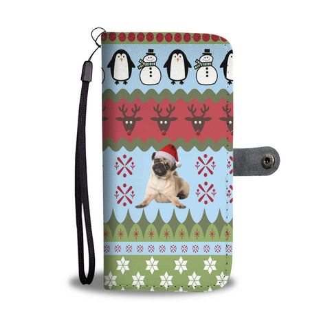 Pug Dog Christmas Print Wallet Case-Free Shipping