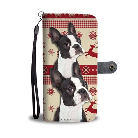 Cute Boston Terrier Christmas Print Wallet Case-Free Shipping