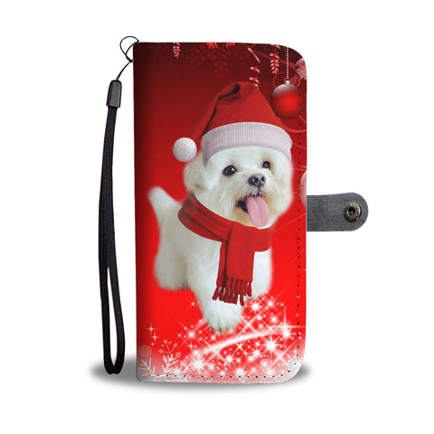 Cute Maltese Christmas Print Wallet Case-Free Shipping