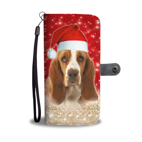 Basset Hound On Christmas Print Wallet Case-Free Shipping