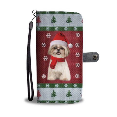 Shih Tzu Dog Christmas Print Wallet Case-Free Shipping