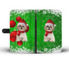 Shih Tzu Dog Green Christmas Print Wallet Case-Free Shipping