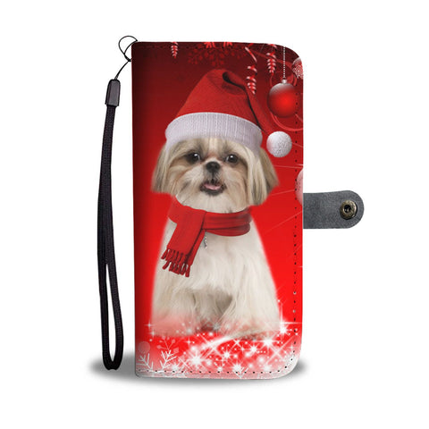 Shih Tzu Dog Red Christmas Print Wallet Case-Free Shipping