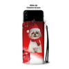 Shih Tzu Dog Red Christmas Print Wallet Case-Free Shipping