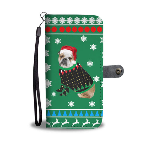 Bulldog Christmas Print Wallet Case-Free Shipping