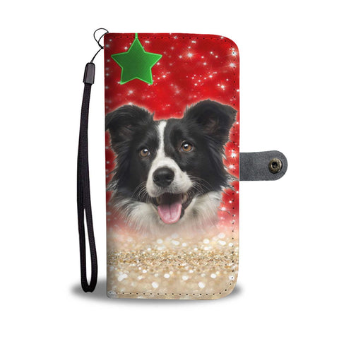 Border Collie On Christmas Print Wallet Case-Free Shipping